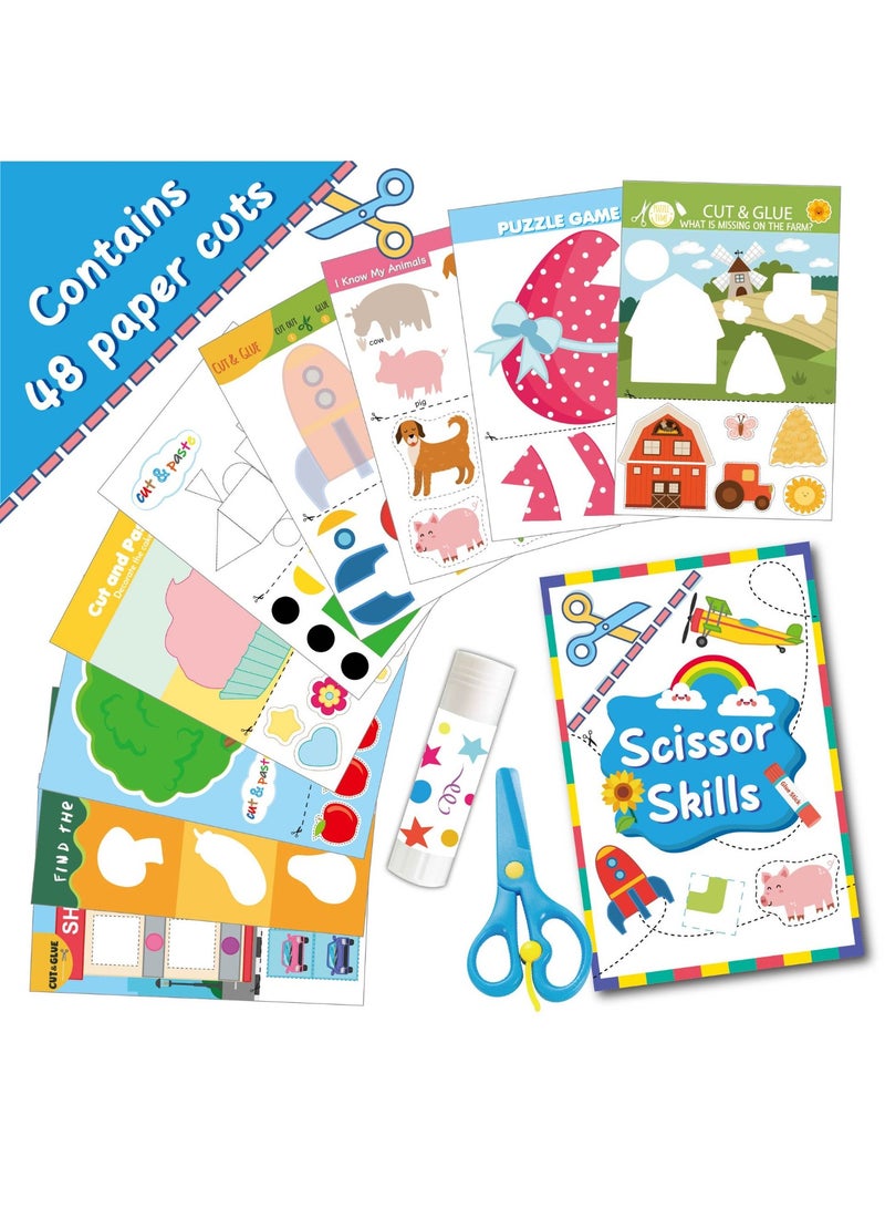 كابسترو مجموعة كتب قص الورق للأطفال مع مقص آمن وعصا غراء - كتاب أنشطة قص إبداعية للأطفال للتعلم المبكر | نشاط حرفي لرياض الأطفال لتنمية المهارات الحركية الدقيقة للأطفال من سن 4 إلى 6 سنوات. - Image 2